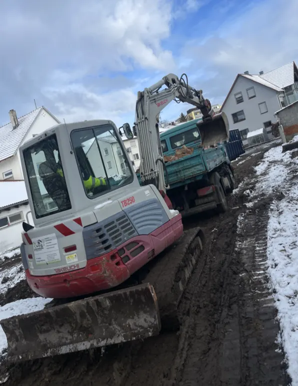 Bagger und Kipper im Winter